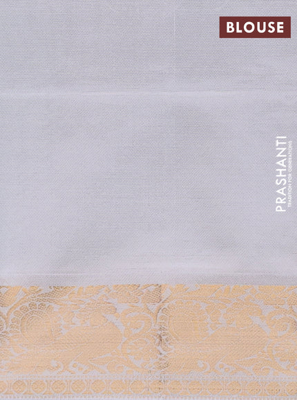 Banana pith saree grey and off white with thread woven buttas and zari woven border