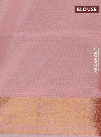Banana pith saree dark peach and peach shade with thread woven buttas and zari woven border