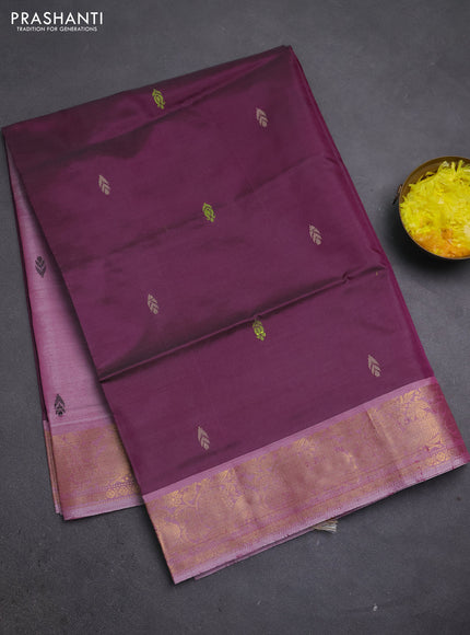 Banana pith saree wine shade and pastel maroon with thread woven buttas and zari woven border