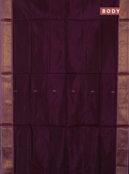 Banana pith saree wine shade and pastel maroon with thread woven buttas and zari woven border