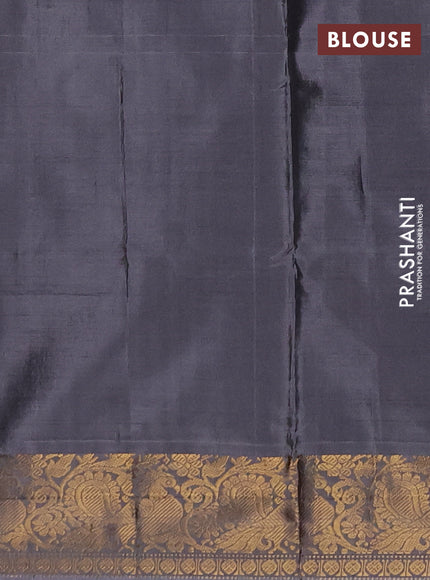 Banana pith saree elephant grey and grey with thread woven buttas and zari woven border