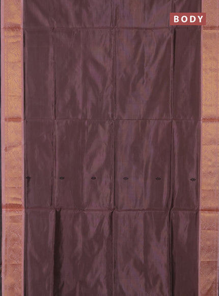 Banana pith saree dark peach and peach orange with thread woven buttas and zari woven border