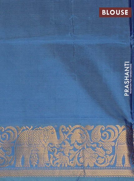 Banana pith saree purple and blue with thread woven buttas and zari woven border