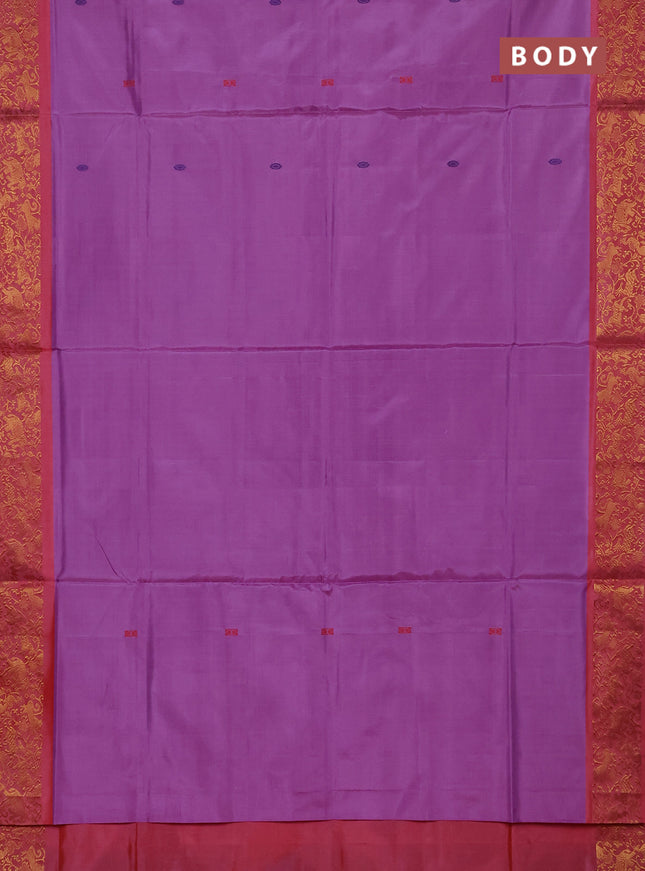 Banana pith saree lavender and peach pink with thread woven buttas and zari woven border