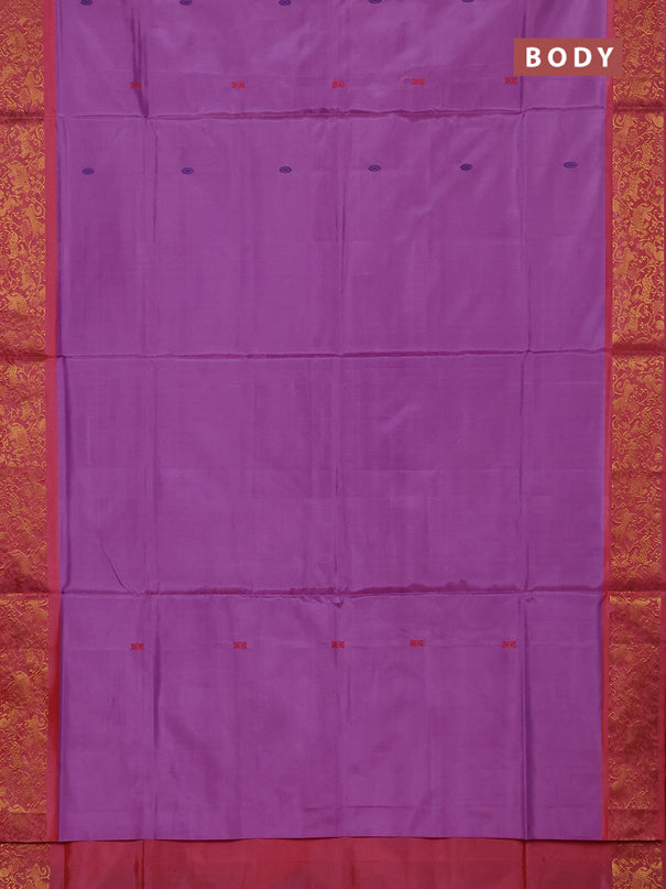 Banana pith saree lavender and peach pink with thread woven buttas and zari woven border