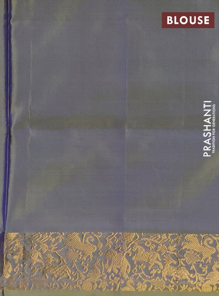 Banana pith saree blue and dual shade yellow with thread woven buttas and zari woven border