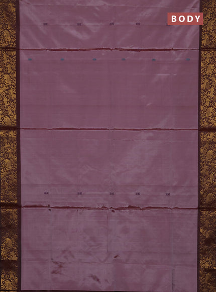 Banana pith saree pastel maroon and deep maroon with thread woven buttas and zari woven border