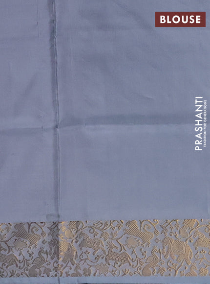Banana pith saree lotus pink and pastel blue with thread woven buttas and zari woven border