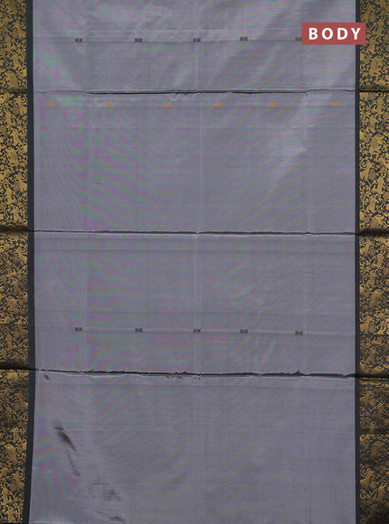 Banana pith saree grey and black with thread woven buttas and zari woven border
