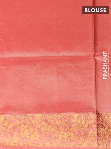 Banana pith saree lavender and red with thread woven buttas and zari woven border