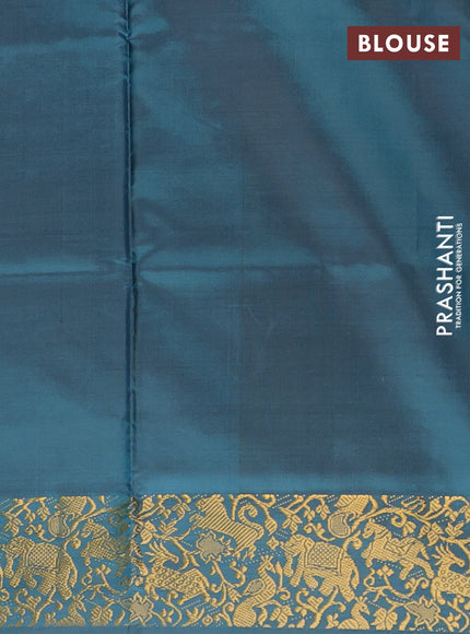 Banana pith saree pastel green and peacock green with thread woven buttas and zari woven border