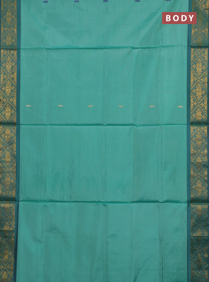 Banana pith saree green and purple with thread woven buttas and zari woven border