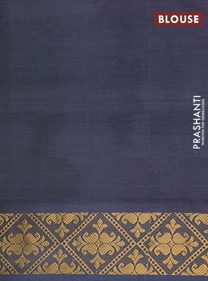 Banana pith saree green and purple with thread woven buttas and zari woven border