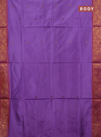 Banana pith saree lavender and dual shade of red with thread woven buttas and zari woven border