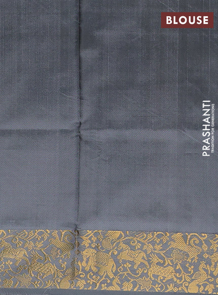 Banana pith saree grey with thread woven buttas and zari woven border