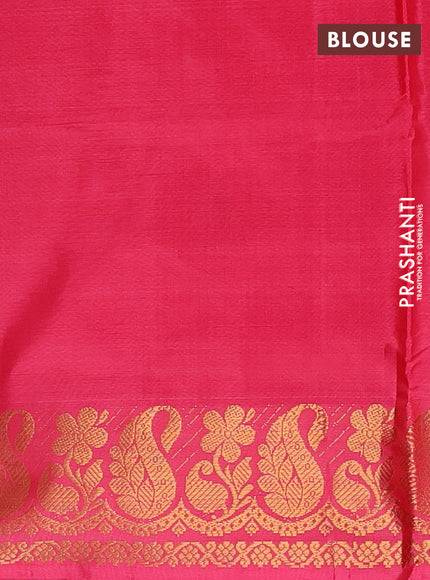 Banana pith saree sunset orange and peach pink with thread woven buttas and zari woven border