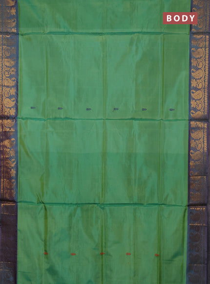 Banana pith saree light green and purple with thread woven buttas and zari woven border