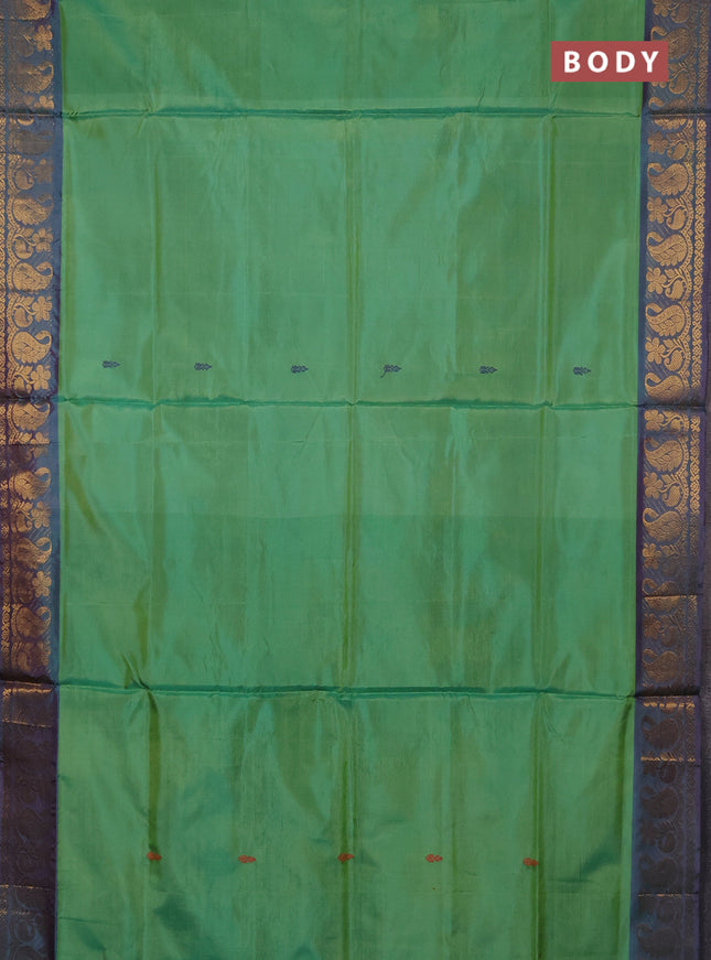 Banana pith saree light green and purple with thread woven buttas and zari woven border