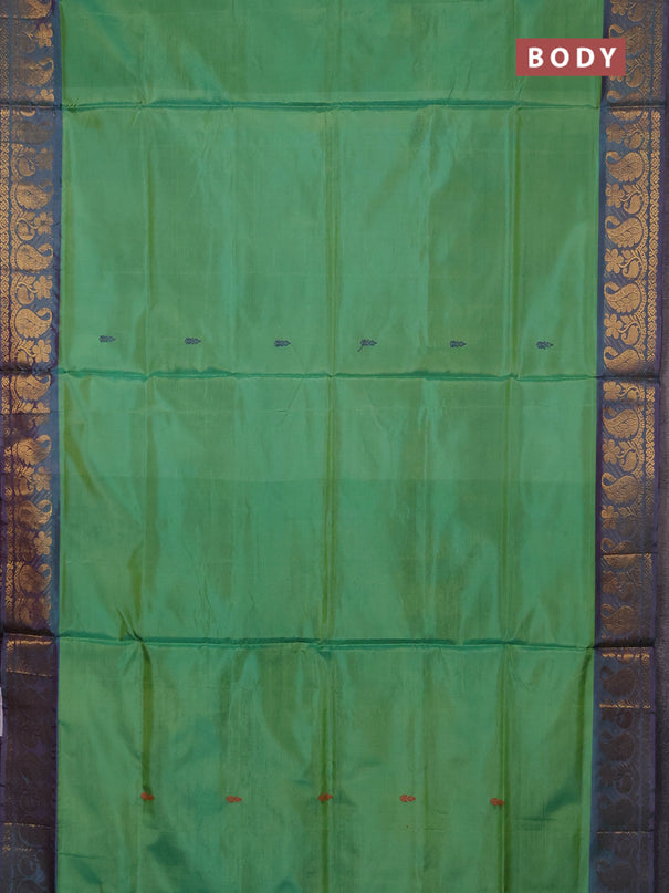 Banana pith saree light green and purple with thread woven buttas and zari woven border