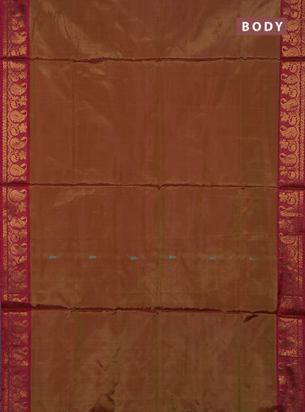 Banana pith saree sunset orange and tomato pink with thread woven buttas and zari woven border