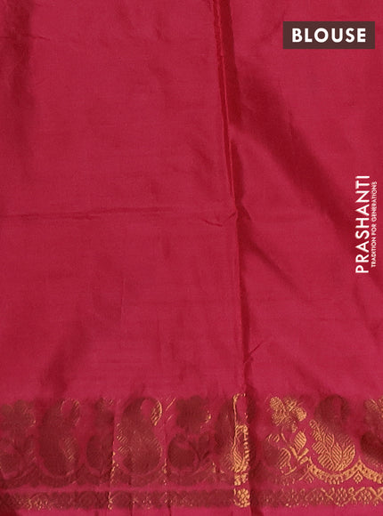 Banana pith saree sunset orange and tomato pink with thread woven buttas and zari woven border