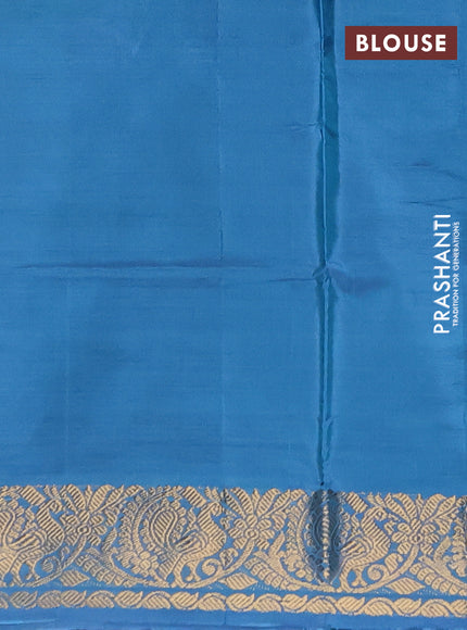 Banana pith saree dual shade of red and teal green with thread woven buttas and zari woven border