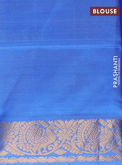 Banana pith saree dual shade of purple and blue with thread woven buttas and zari woven border