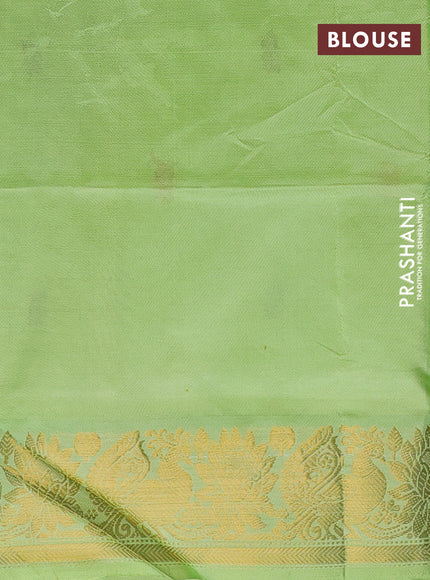 Banana pith saree grey and fluorescent green with thread woven buttas and zari woven border