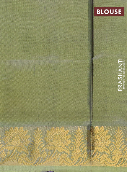 Banana pith saree violet and green with thread woven buttas and zari woven border