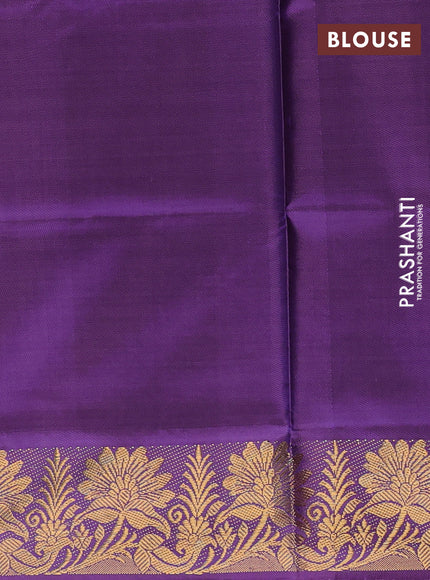 Banana pith saree blue shade and violet with thread woven buttas and zari woven border