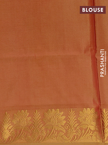 Banana pith saree sunset orange and dual shade of rust with thread woven buttas and zari woven border