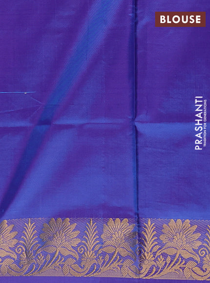 Banana pith saree dual shade of teal green and dual shade of purple with thread woven buttas and zari woven border