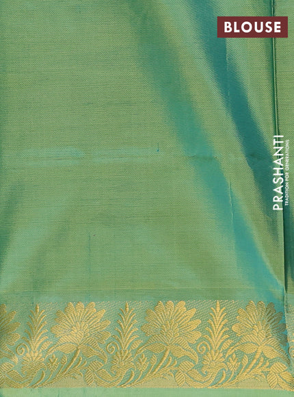Banana pith saree dual shade peacock green and light green with thread woven buttas and zari woven border