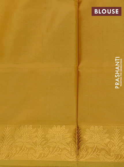 Banana pith saree mango yellow and mustard yellow with thread woven buttas and zari woven border