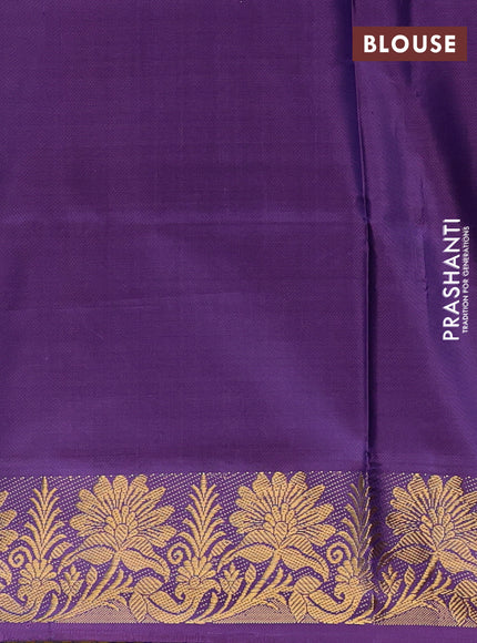 Banana pith saree blue shade and violet with thread woven buttas and zari woven border
