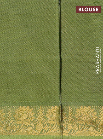 Banana pith saree deep purple and green with thread woven buttas and zari woven border