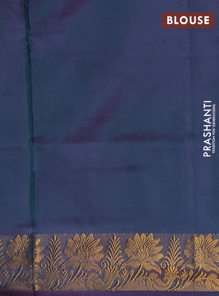Banana pith saree teal green and dual shade of peacock green with thread woven buttas and zari woven border