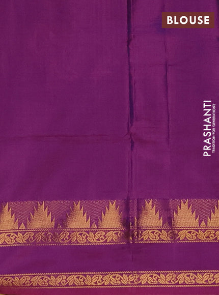 Banana pith saree dual shade of green and pink with thread woven buttas and temple design rettapet zari woven border