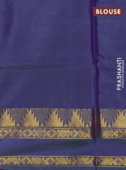 Banana pith saree lavender and dual shade of greenish violet with thread woven buttas and temple design rettapet zari woven border
