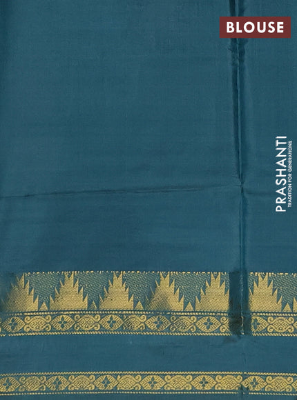 Banana pith saree dual shade of green and gree shade with thread woven buttas and temple design rettapet zari woven border