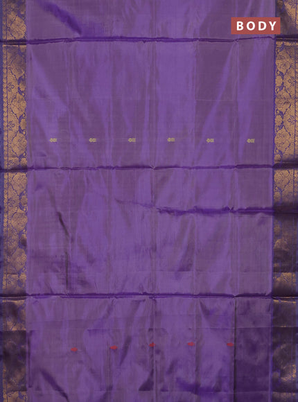 Banana pith saree lavender and purple with thread woven buttas and zari woven buttas