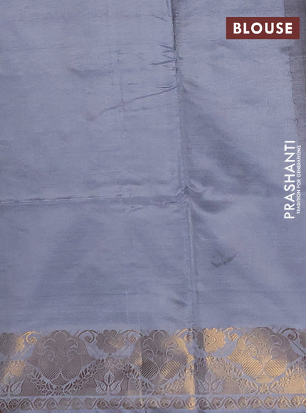 Banana pith saree beige and grey with thread woven buttas and zari woven buttas