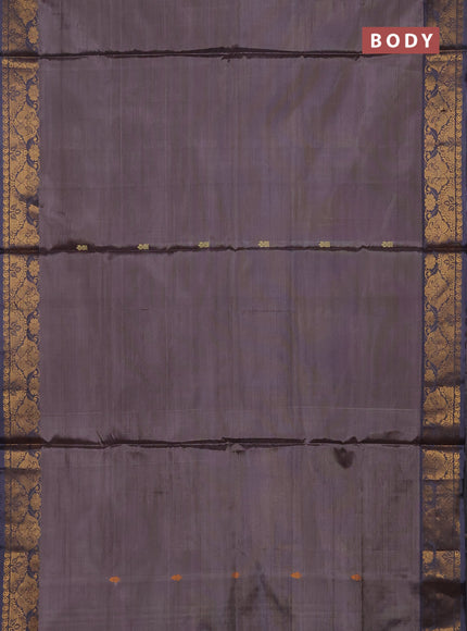 Banana pith saree grey with thread woven buttas and zari woven buttas