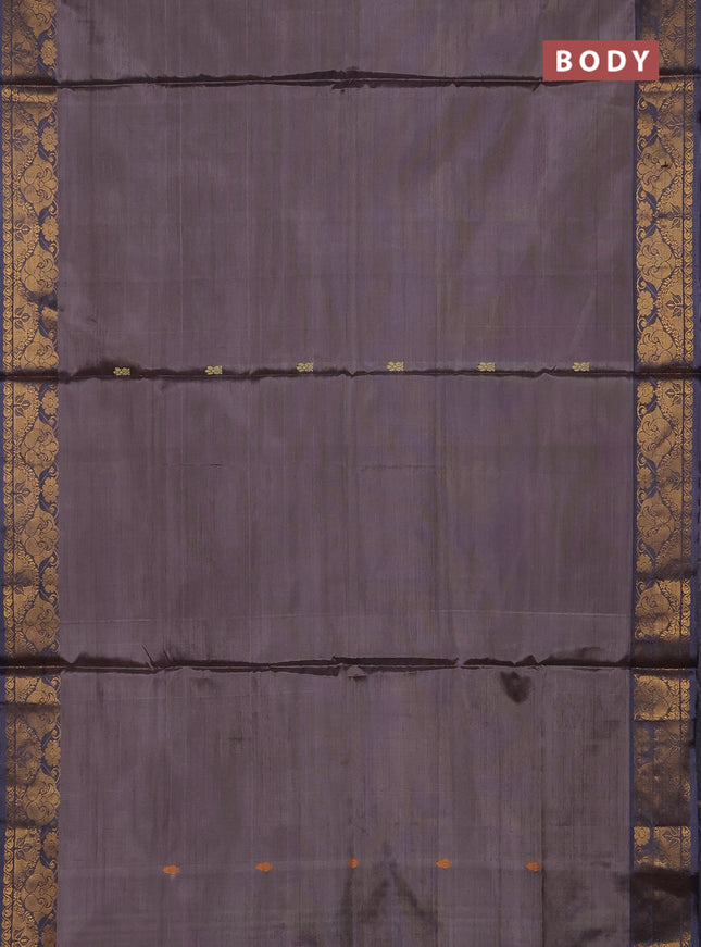 Banana pith saree grey with thread woven buttas and zari woven buttas
