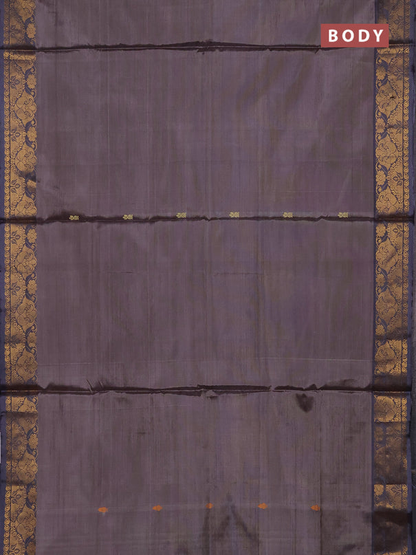 Banana pith saree grey with thread woven buttas and zari woven buttas