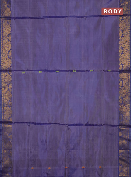 Banana pith saree blue with thread woven buttas and zari woven buttas