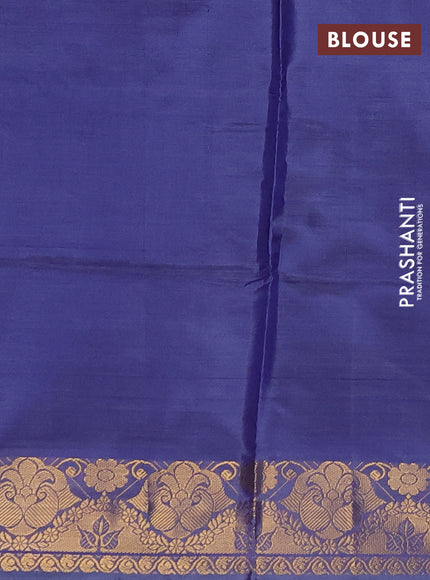 Banana pith saree blue with thread woven buttas and zari woven buttas