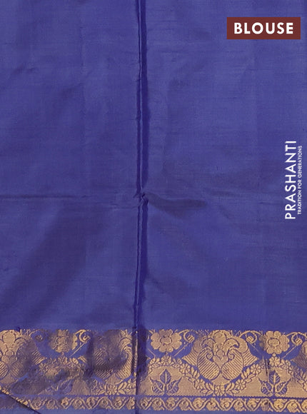 Banana pith saree dual shade of blue and blue with thread woven buttas and zari woven buttas