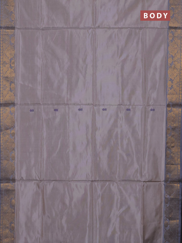 Banana pith saree beige and grey with thread woven buttas and zari woven buttas