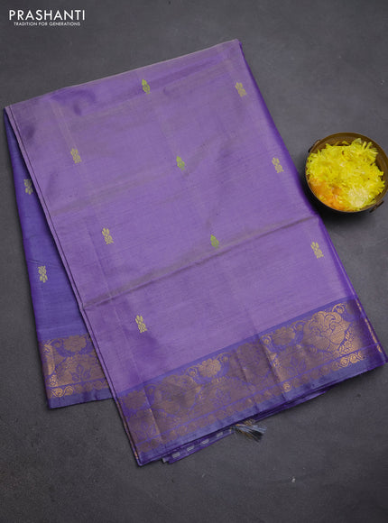 Banana pith saree lavender and dual shade of purple with thread woven buttas and zari woven buttas